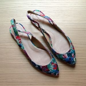 Lands' End floral slingback flats
